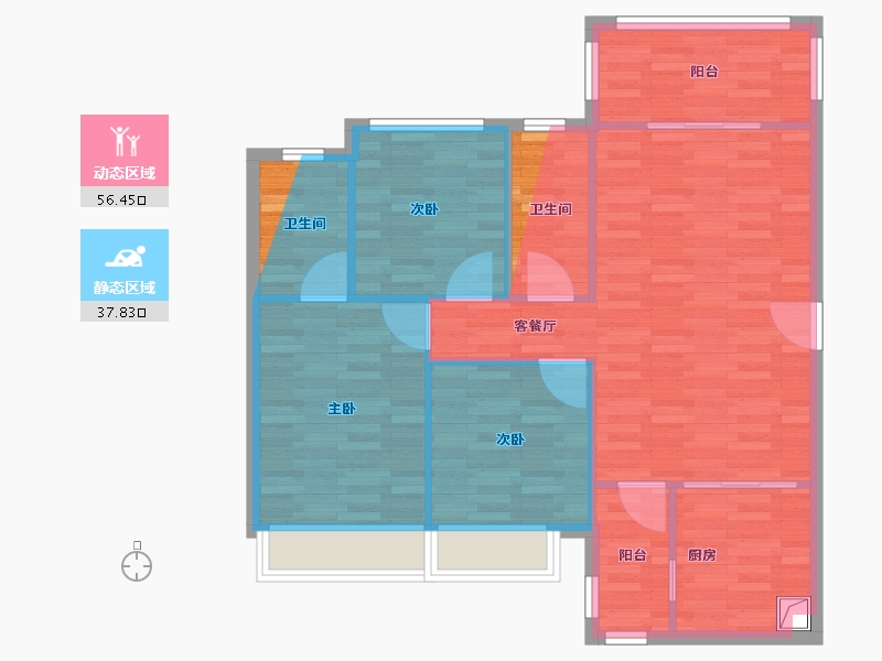 广东省-中山市-博爱里-89.00-户型库-动静分区