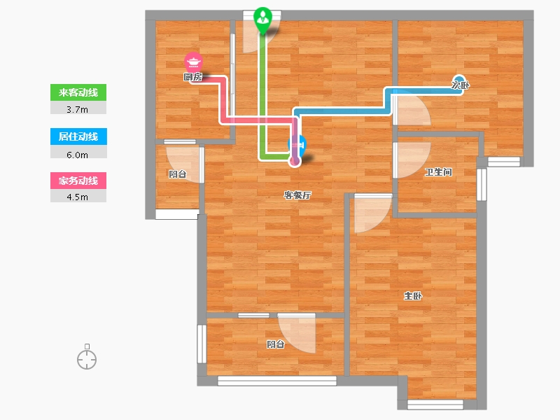 湖北省-武汉市-永利新城南苑-65.80-户型库-动静线