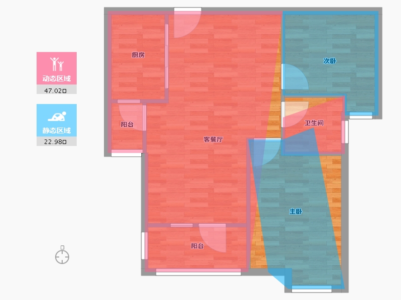 湖北省-武汉市-永利新城南苑-65.80-户型库-动静分区