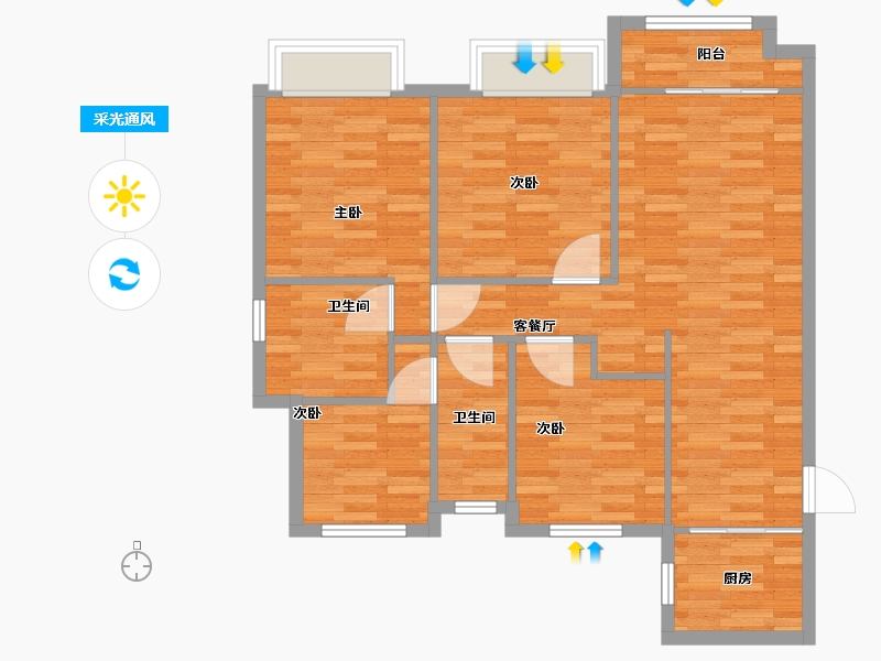 江苏省-徐州市-明发桃源名著-108.00-户型库-采光通风