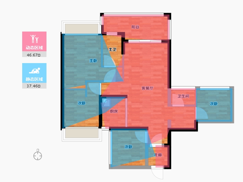 广东省-湛江市-星海颐德城-88.54-户型库-动静分区