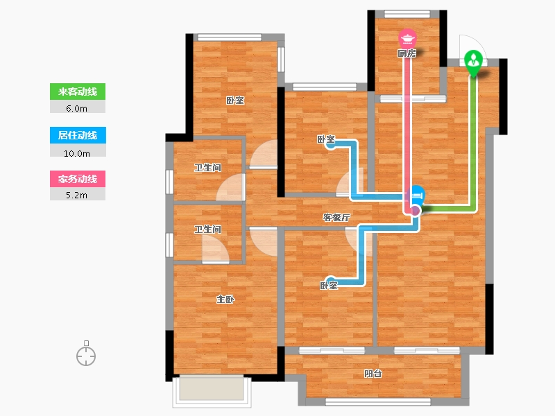 福建省-龙岩市-杭城臻邸-100.80-户型库-动静线