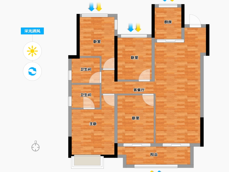 福建省-龙岩市-杭城臻邸-100.80-户型库-采光通风