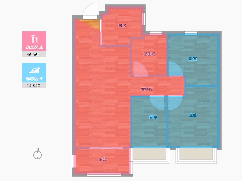 江苏省-无锡市-绿地西水晶舍-70.12-户型库-动静分区