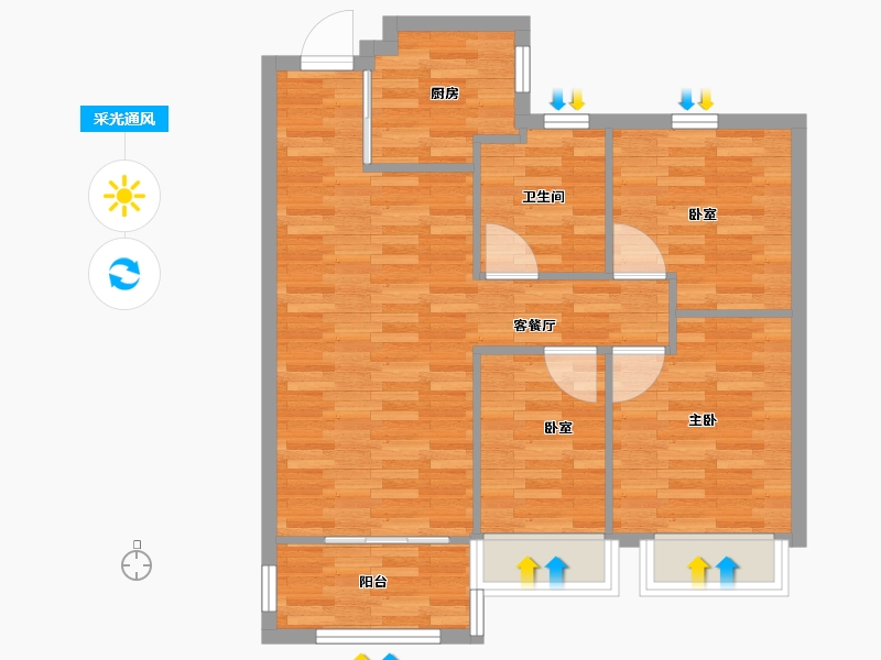 江苏省-无锡市-绿地西水晶舍-70.12-户型库-采光通风