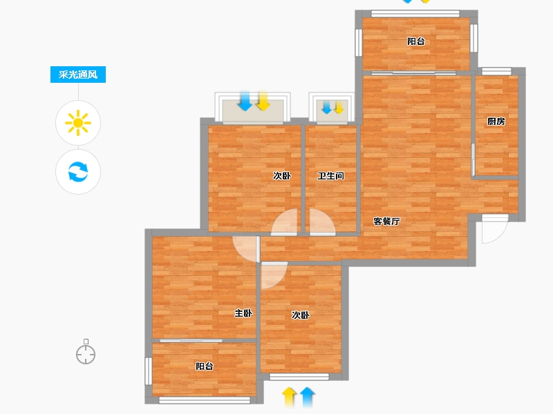 福建省-南平市-碧全月亮湾-80.87-户型库-采光通风