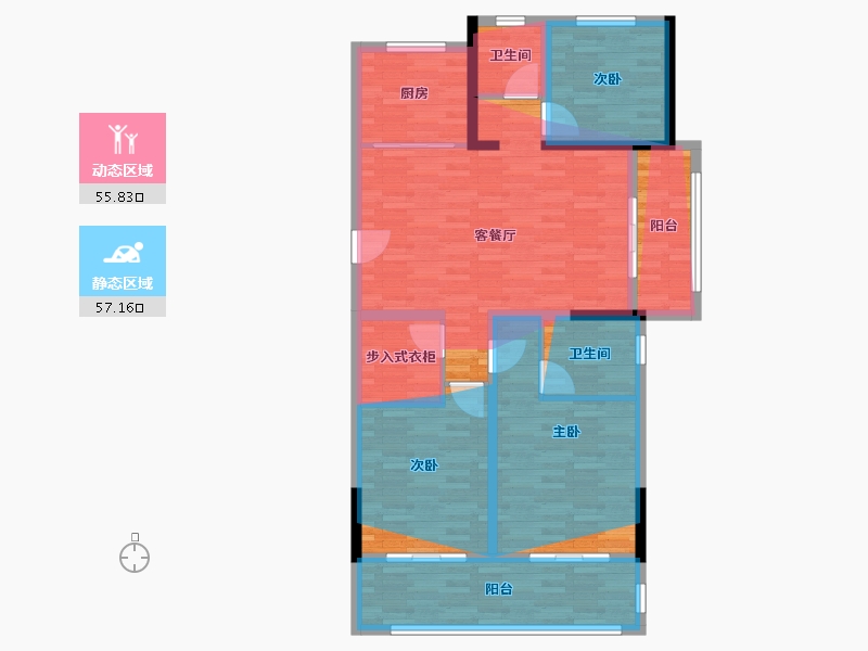 江苏省-淮安市-九里锦华苑-106.41-户型库-动静分区