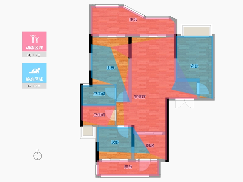 四川省-广安市-爱众•天空的院子-88.80-户型库-动静分区