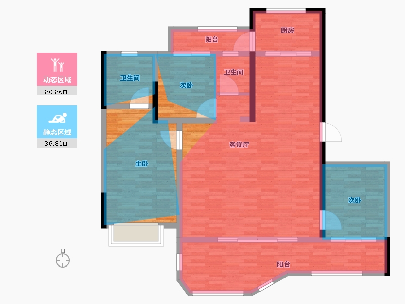 四川省-广安市-爱众•天空的院子-88.80-户型库-动静分区