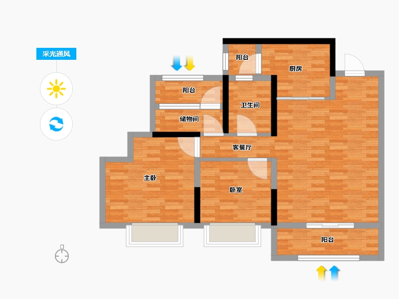 广东省-汕头市-招商雍颐湾前岸-80.00-户型库-采光通风