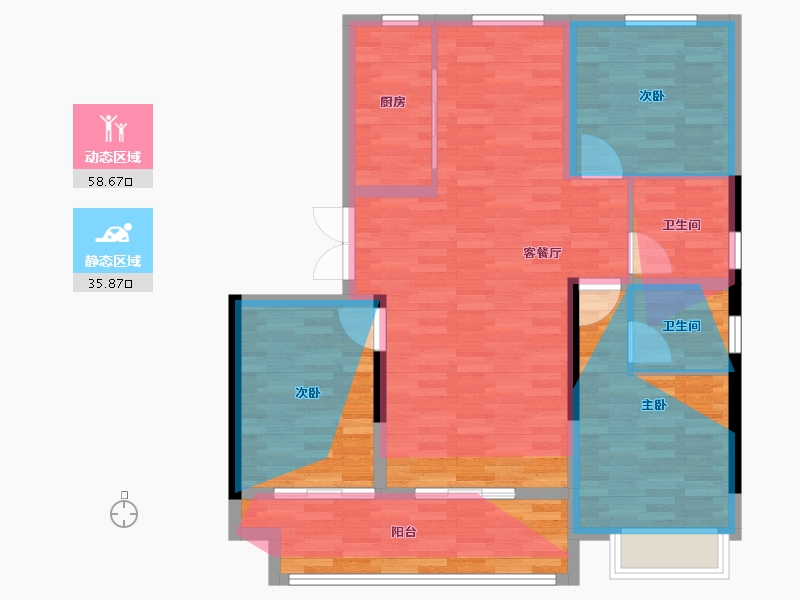 新疆维吾尔自治区-石河子市-菏建国府-110.40-户型库-动静分区