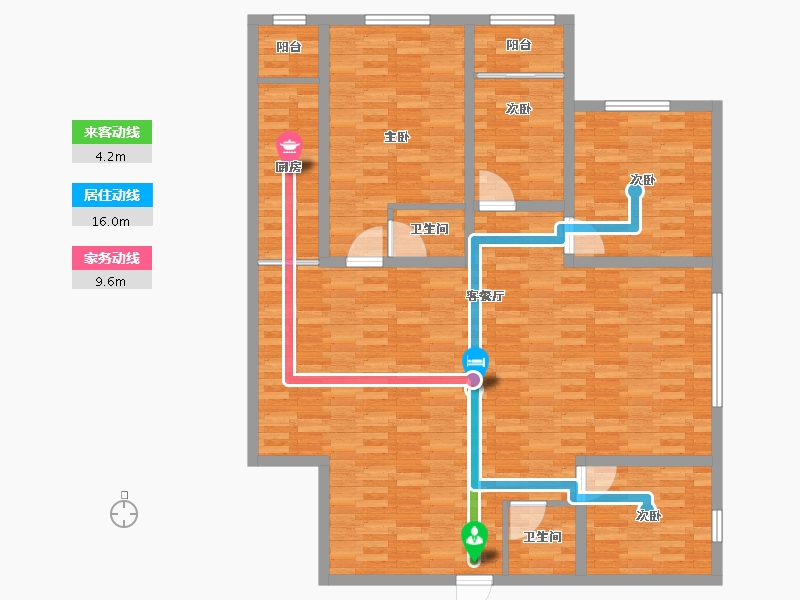 浙江省-杭州市-蓝天城市花园-129.60-户型库-动静线