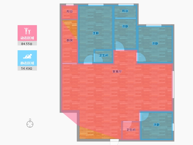 浙江省-杭州市-蓝天城市花园-129.60-户型库-动静分区