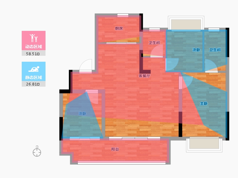 江苏省-镇江市-建华·玖珑樾-88.00-户型库-动静分区