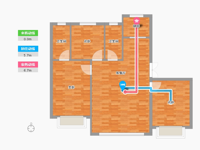 河北省-张家口市-海诚·清水河畔二期-89.58-户型库-动静线