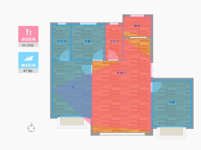 河北省-张家口市-海诚·清水河畔二期-89.58-户型库-动静分区