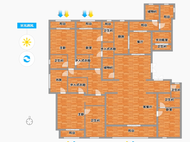 上海-上海市-万源城御璄-326.88-户型库-采光通风