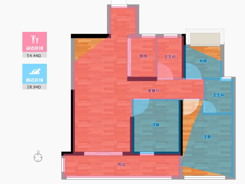 湖北省-武汉市-绿城光谷桂府-80.78-户型库-动静分区