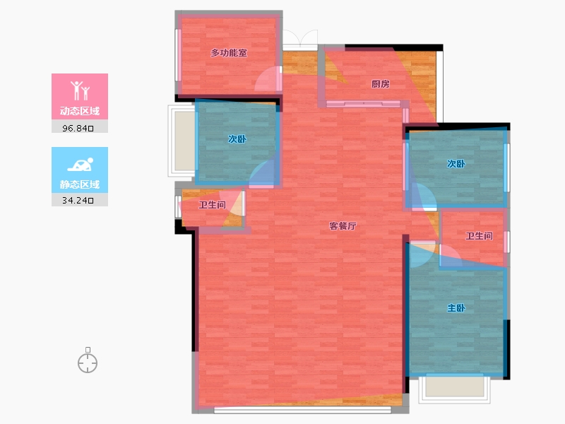 湖南省-郴州市-皇廷·万里江山-126.09-户型库-动静分区