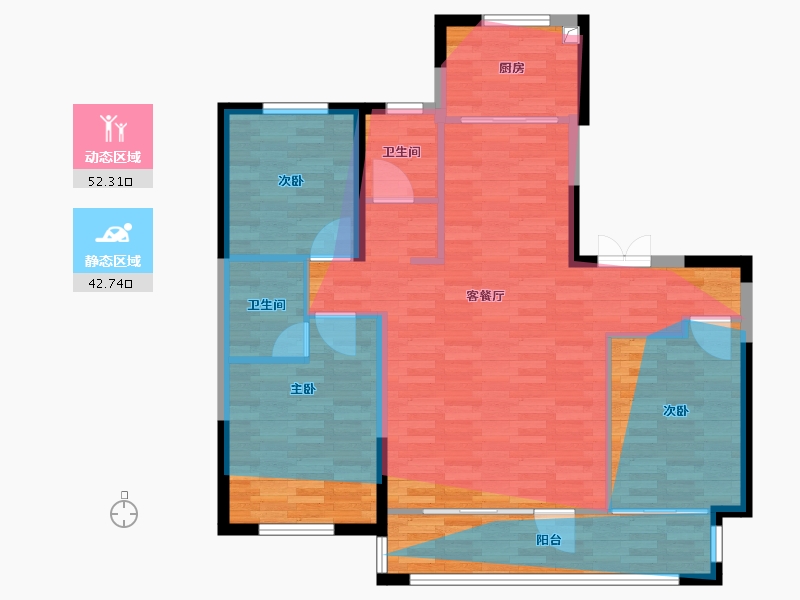 宁夏回族自治区-银川市-新思路·砚玺台-98.90-户型库-动静分区