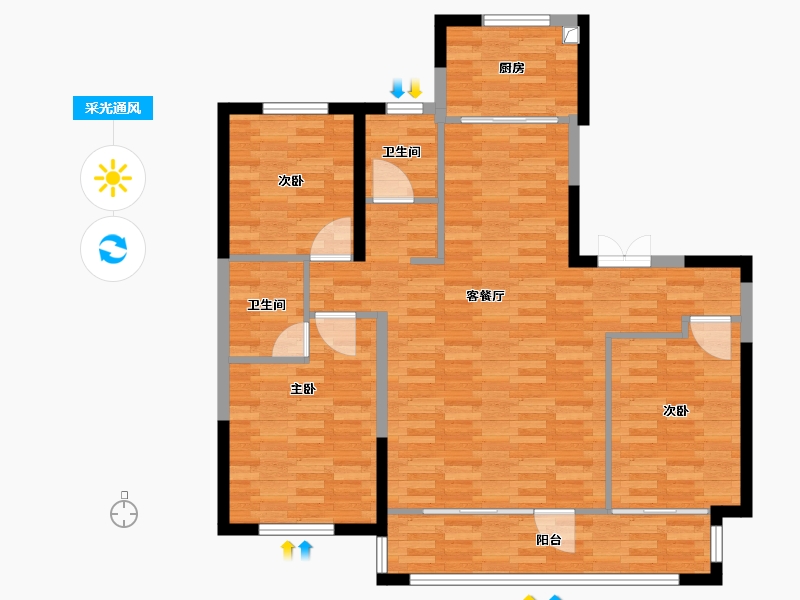 宁夏回族自治区-银川市-新思路·砚玺台-98.90-户型库-采光通风