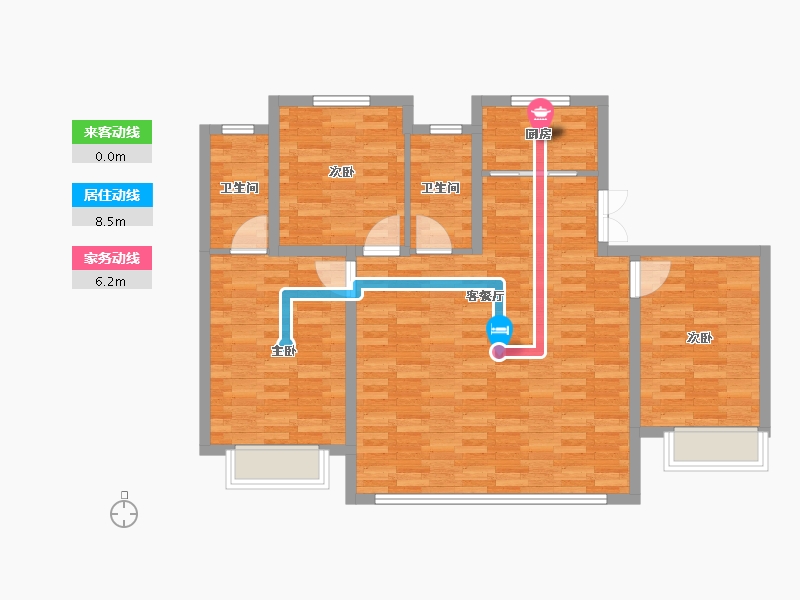 河北省-张家口市-海诚·清水河畔二期-98.76-户型库-动静线