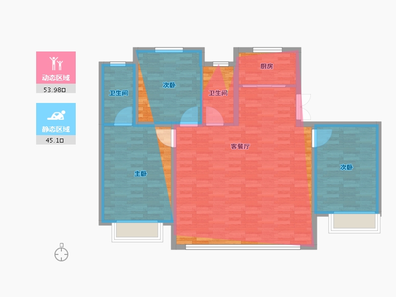 河北省-张家口市-海诚·清水河畔二期-98.76-户型库-动静分区