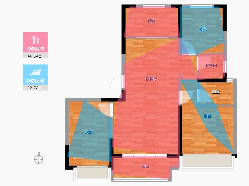 河南省-濮阳市-冶都森林花语二期-86.45-户型库-动静分区