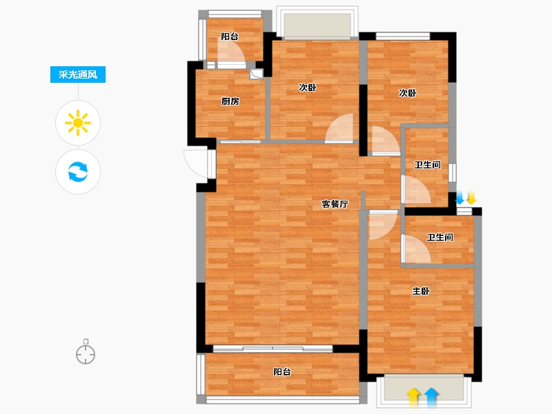 四川省-成都市-空港兴城锦楠府-84.26-户型库-采光通风