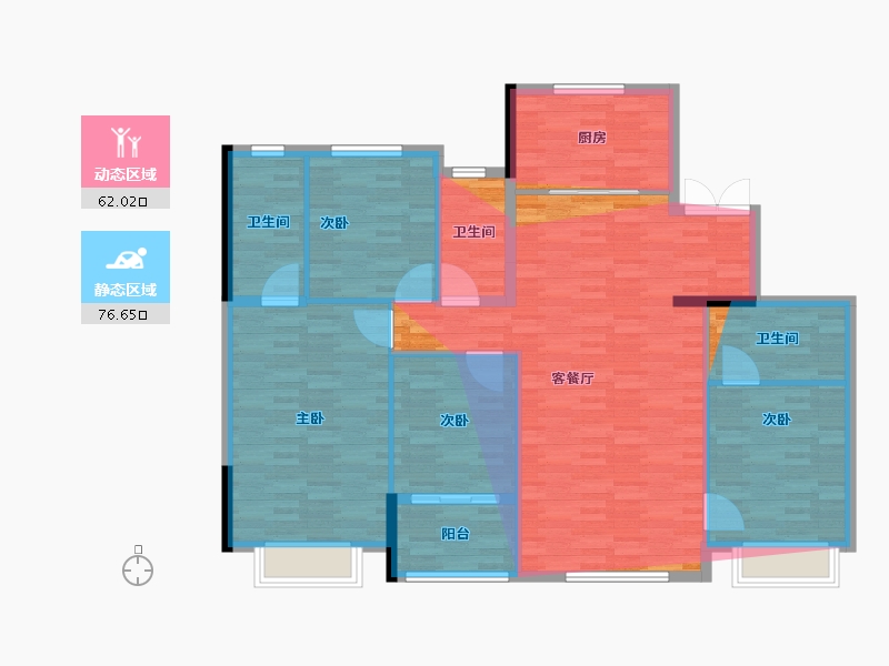 浙江省-杭州市-绿城晓风朗月-128.20-户型库-动静分区