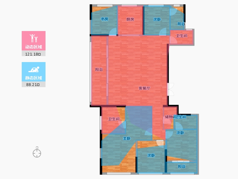 浙江省-杭州市-翡翠锦和府-200.28-户型库-动静分区