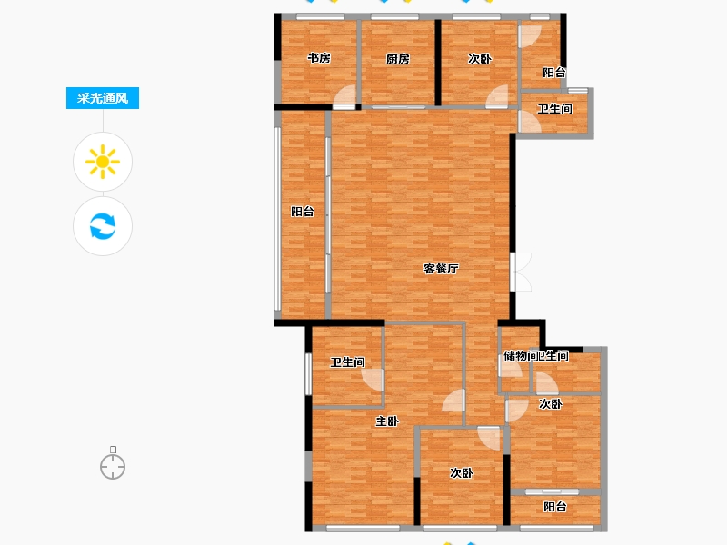 浙江省-杭州市-翡翠锦和府-200.28-户型库-采光通风