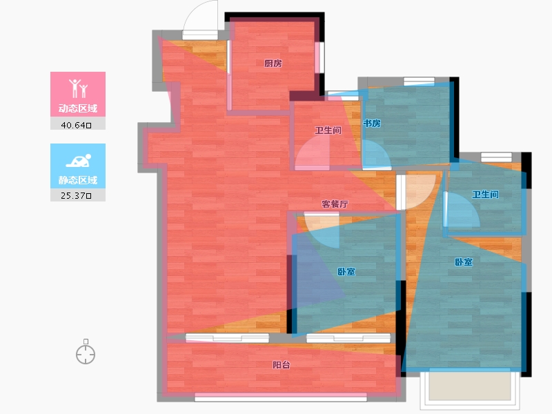 浙江省-杭州市-滨杭滨纷城-66.65-户型库-动静分区