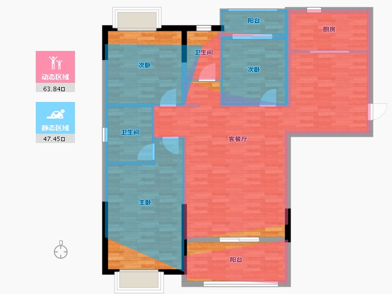 湖北省-武汉市-武汉市黄陂区龙潭首府-110.40-户型库-动静分区