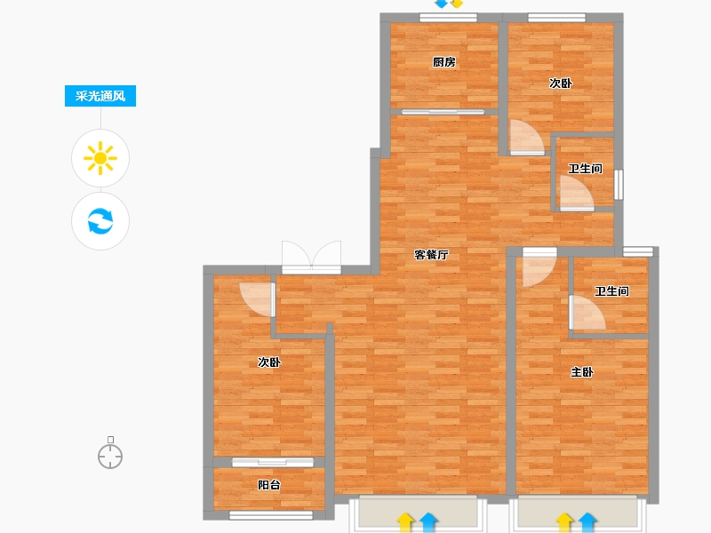 宁夏回族自治区-银川市-绿城桃李江南-108.00-户型库-采光通风