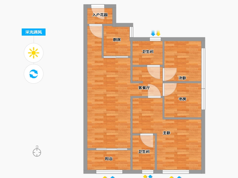 广东省-广州市-广州增城万科城营销中心-72.18-户型库-采光通风