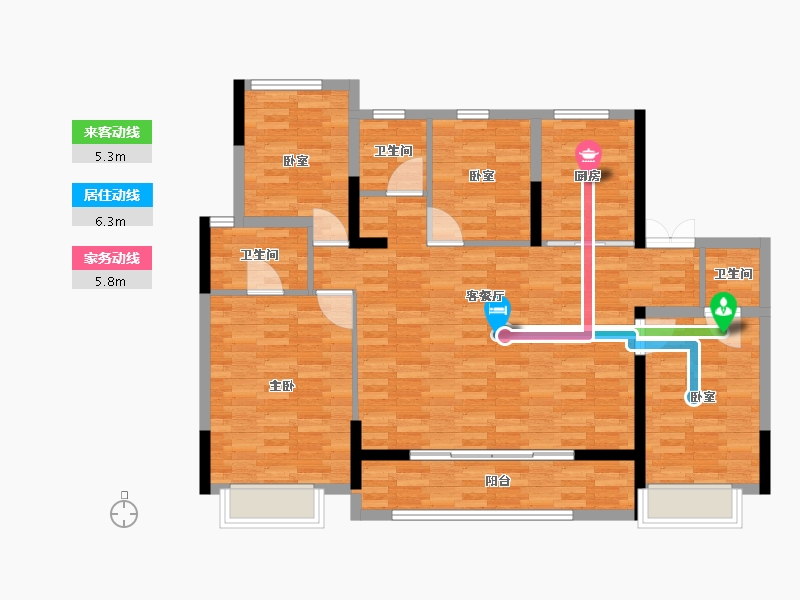 浙江省-嘉兴市-新希望锦麟天樾-131.00-户型库-动静线