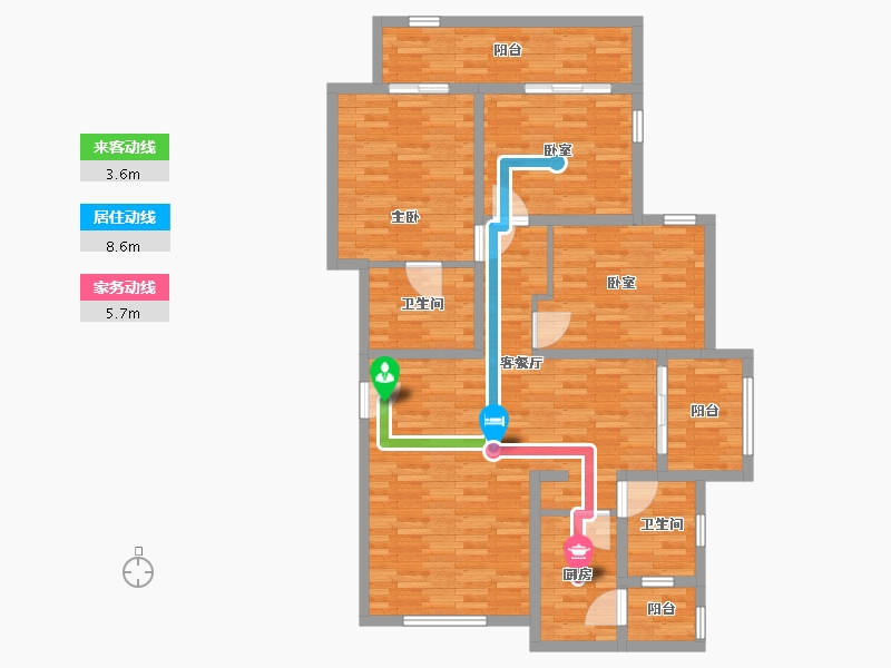 江苏省-南京市-浦东花园-96.00-户型库-动静线