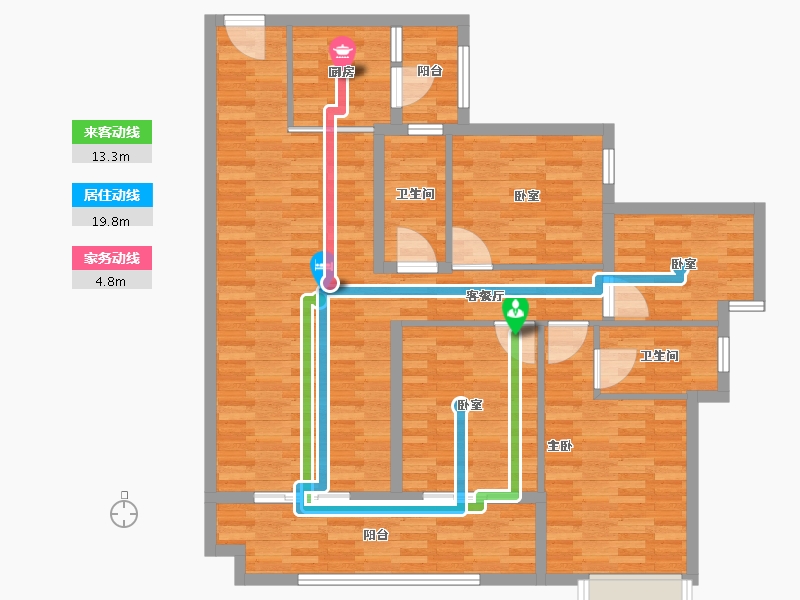 广西壮族自治区-玉林市-宽华城豪门御景-110.64-户型库-动静线