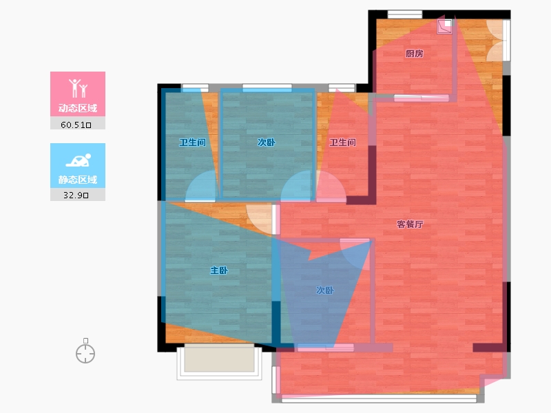 陕西省-榆林市-中宏·河山序-89.36-户型库-动静分区