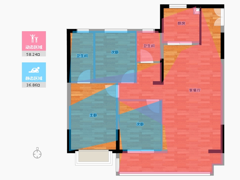 陕西省-榆林市-中宏·河山序-96.02-户型库-动静分区