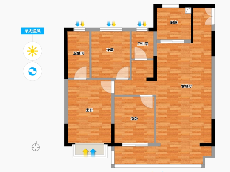 陕西省-榆林市-中宏·河山序-96.02-户型库-采光通风