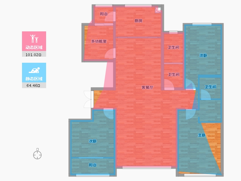 山东省-潍坊市-九龙山翠雨苑-154.41-户型库-动静分区