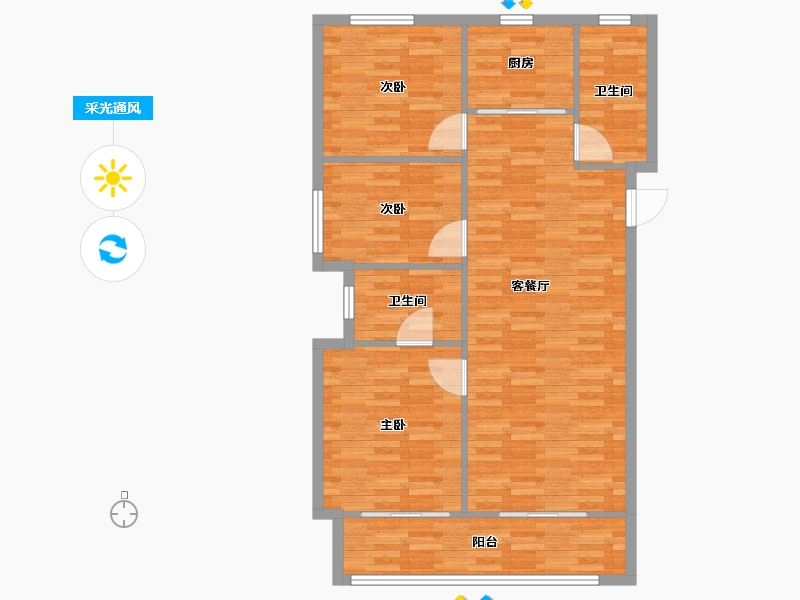 河南省-郑州市-电建郑州洺悦天玺-92.80-户型库-采光通风