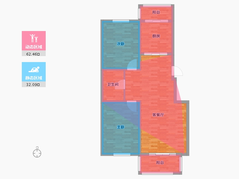 辽宁省-辽阳市-华城新视界-88.00-户型库-动静分区