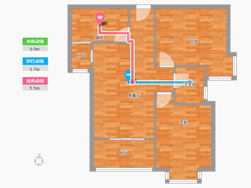 陕西省-西安市-锦园君逸-君逸东区-75.20-户型库-动静线