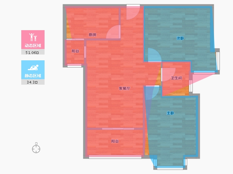 陕西省-西安市-锦园君逸-君逸东区-75.20-户型库-动静分区