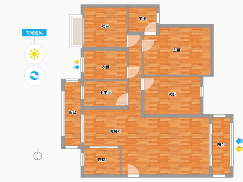 海南省-文昌市-杏林花园-118.98-户型库-采光通风