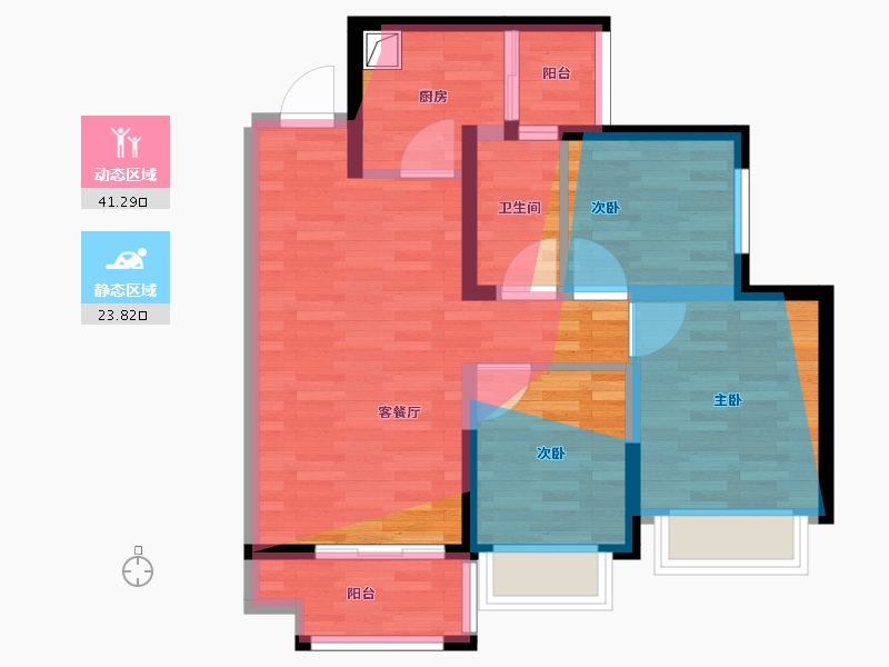 广西壮族自治区-柳州市-融创江南林语2期-65.73-户型库-动静分区