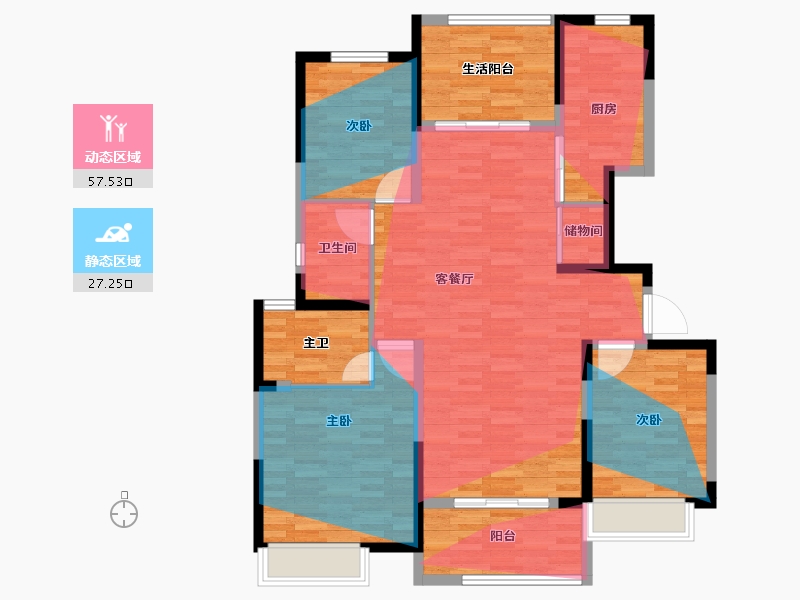 河南省-安阳市-建业辰合学府-110.40-户型库-动静分区